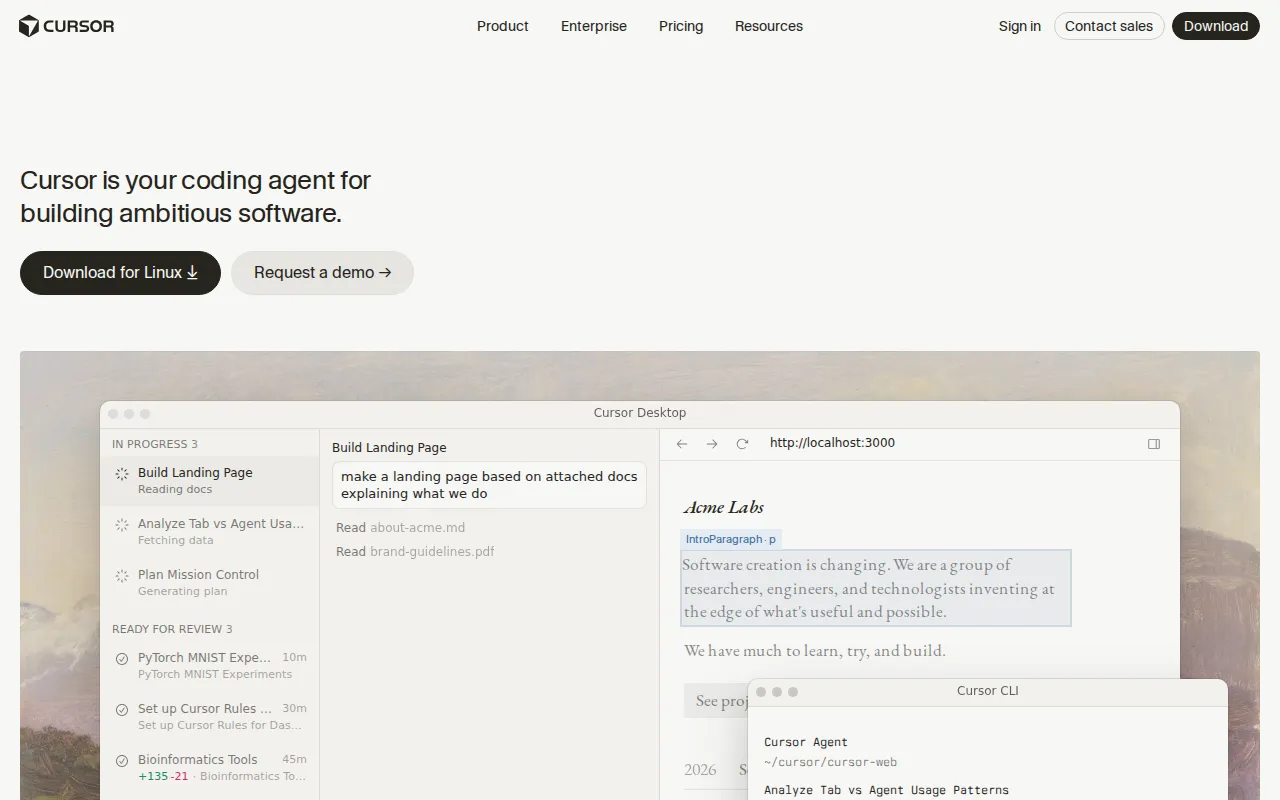 Cursor AI Developer Tools product screenshot