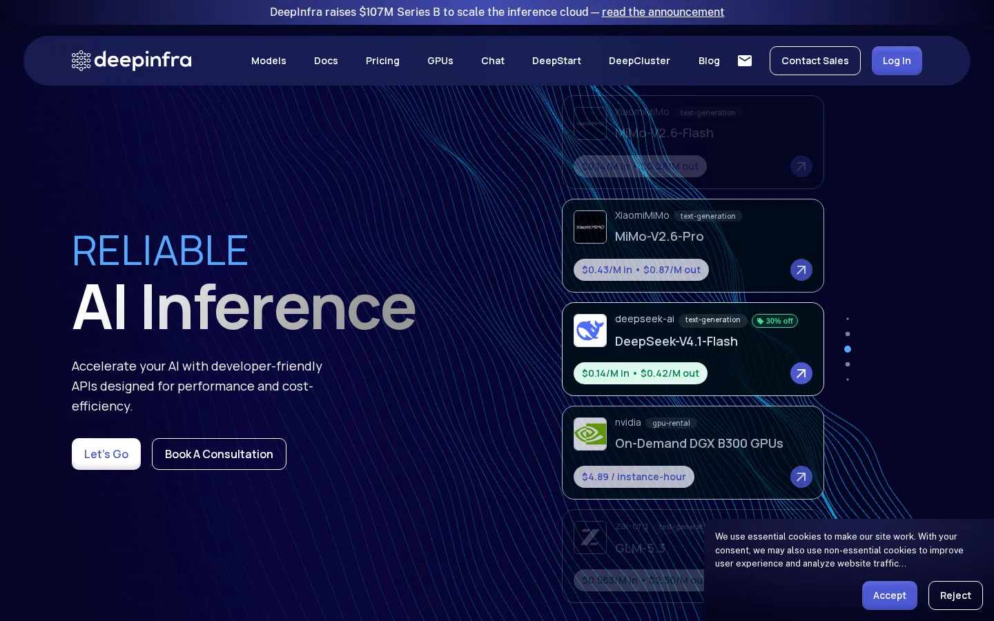 DeepInfra AI API product interface screenshot