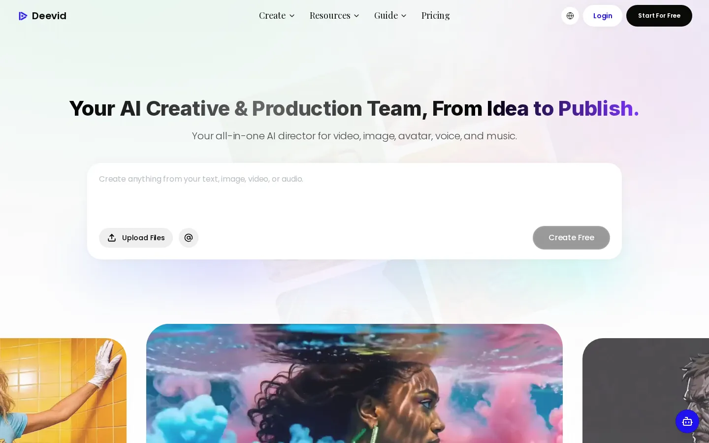 Deevid AI AI Video Generator product interface screenshot