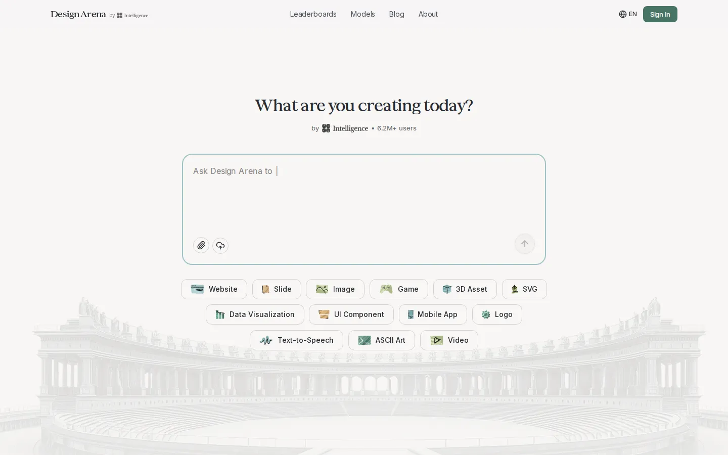 Design Arena AI Models product interface screenshot