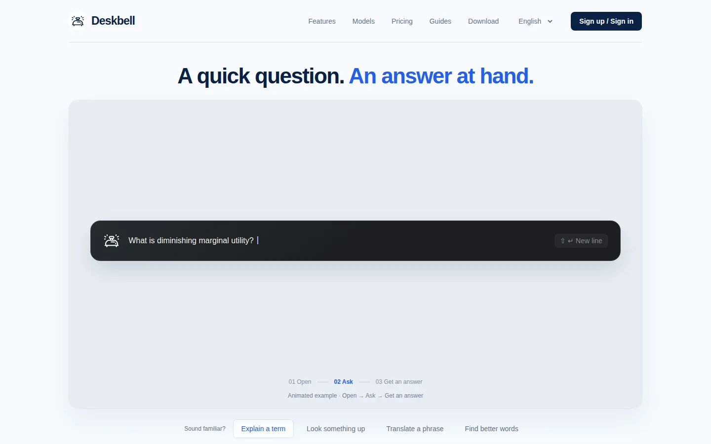 Deskbell AI Productivity Tools product interface screenshot
