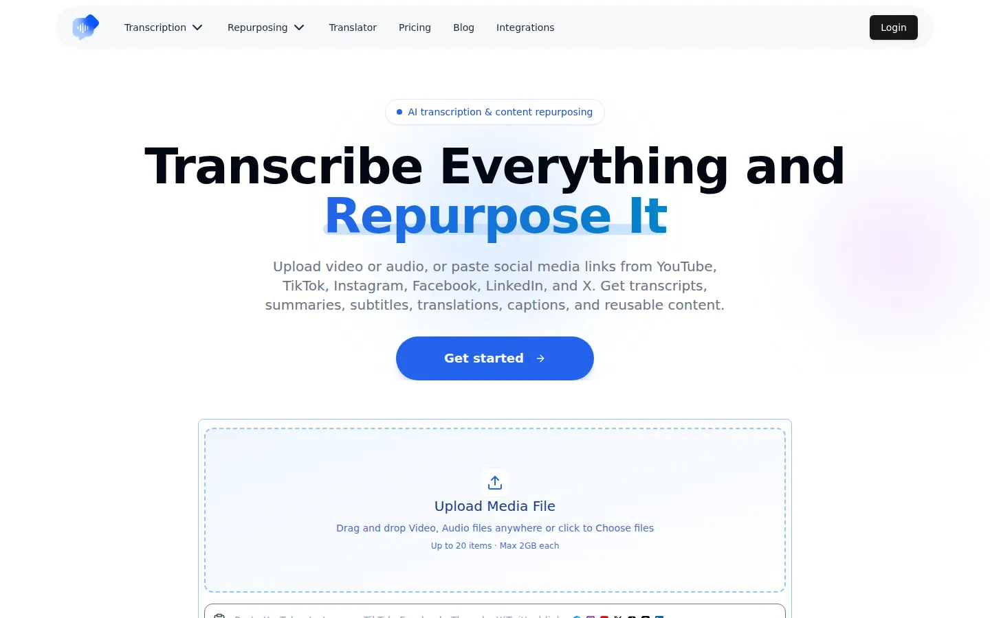 Dictationer AI Transcription product interface screenshot