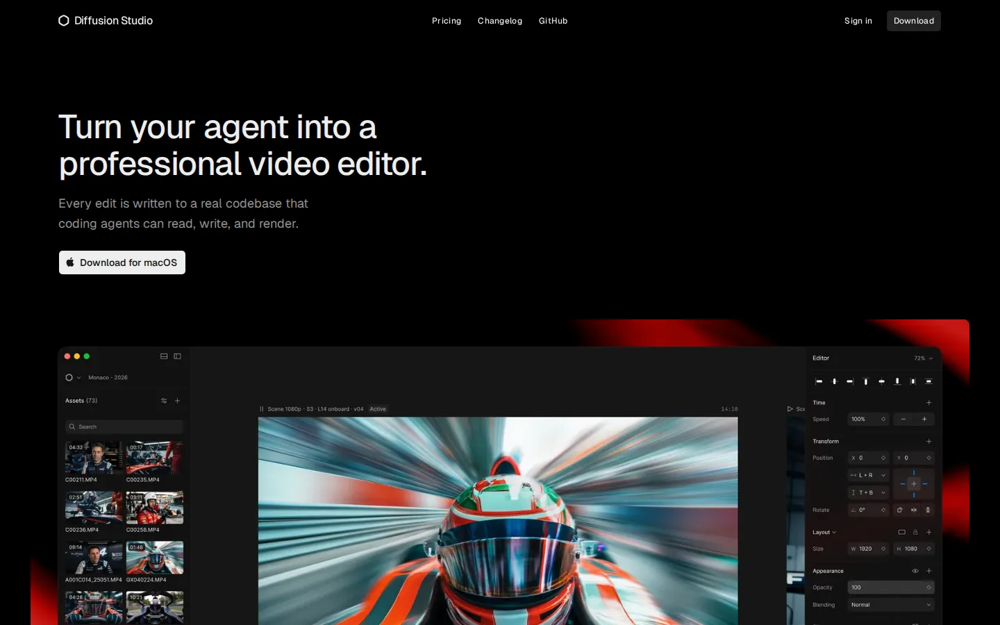 Diffusion Studio Video & Animation product screenshot