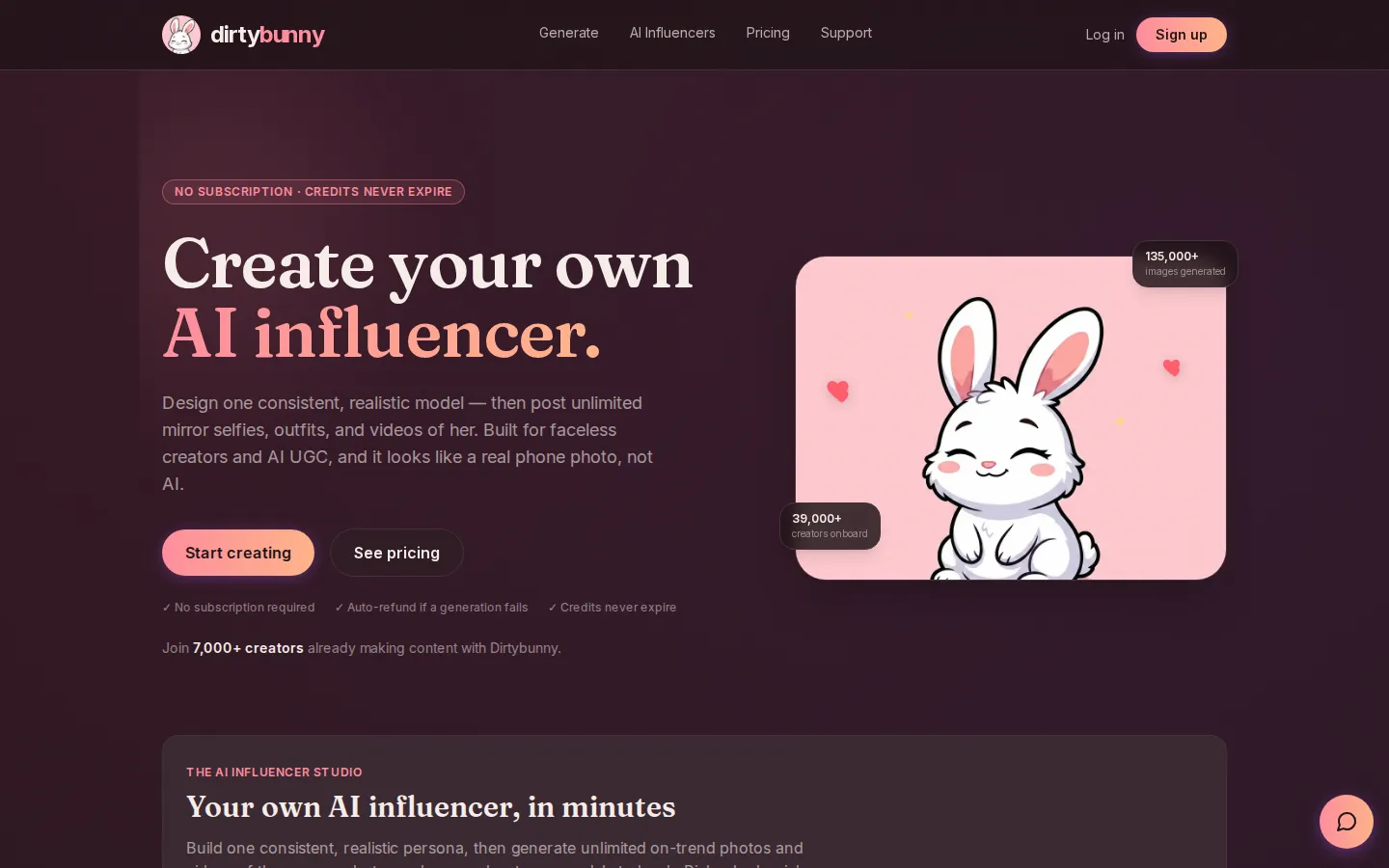Dirtybunny AI Character product screenshot
