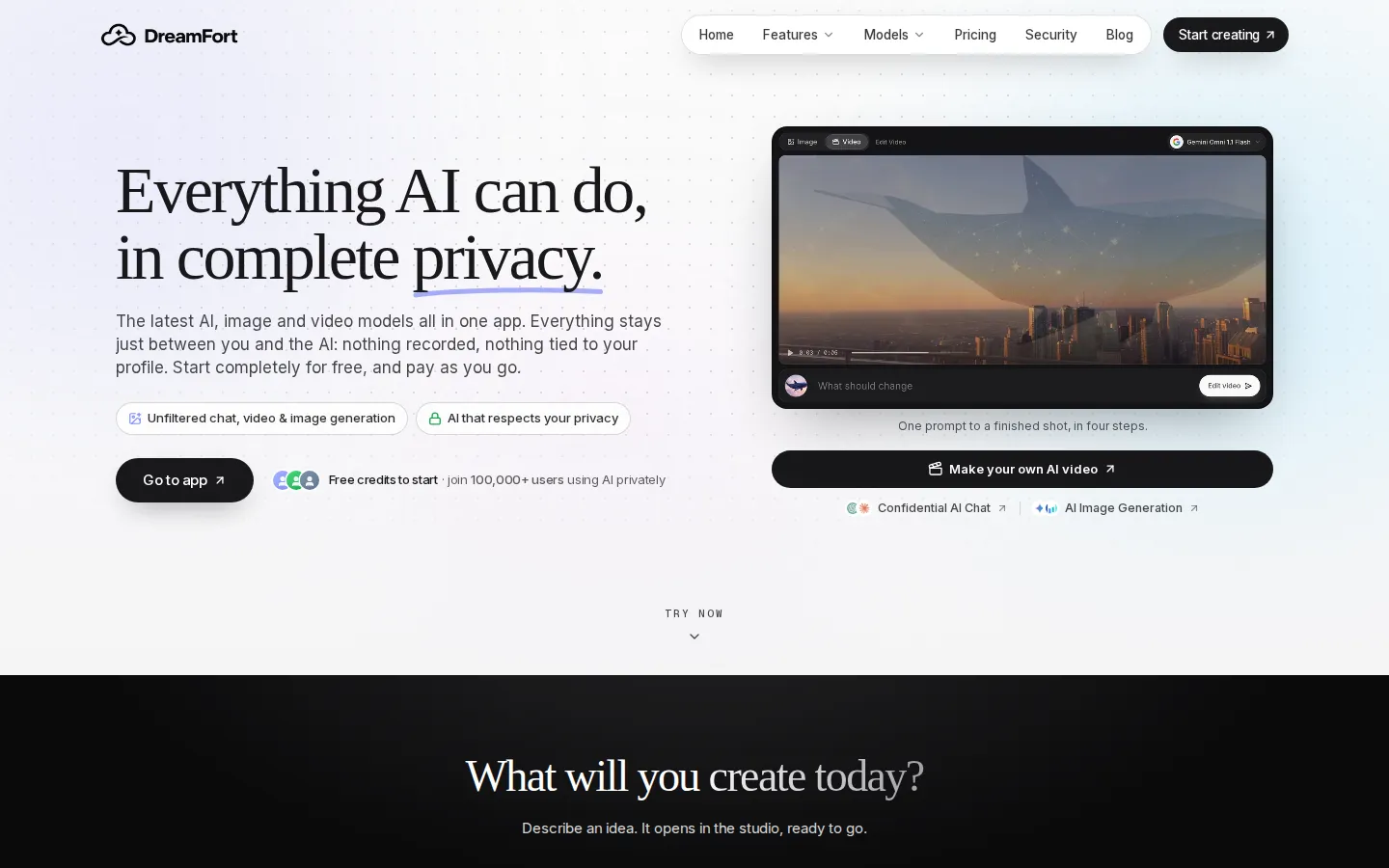 DreamFort AI Assistant product interface screenshot