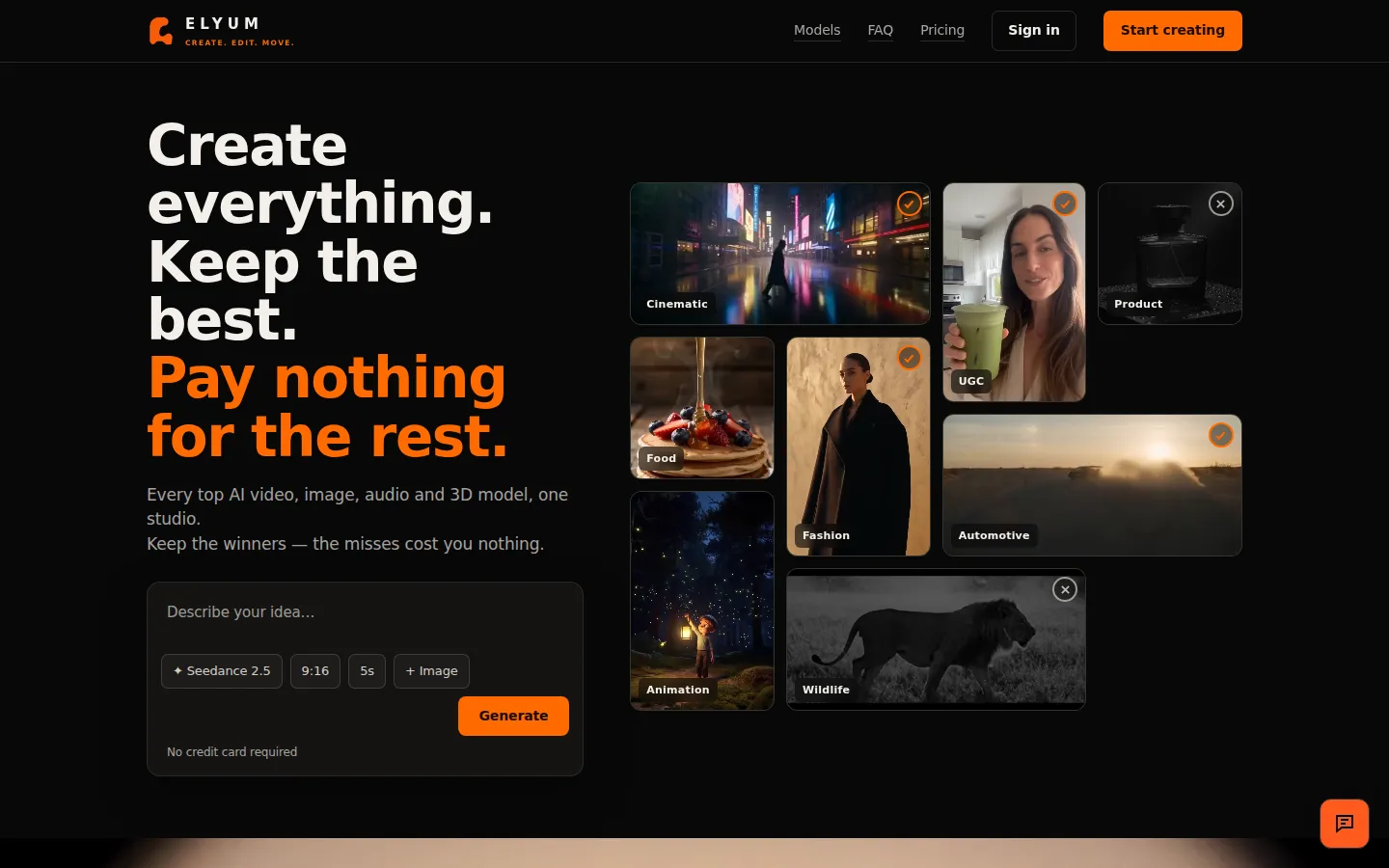 Elyum AI Video Generator product interface screenshot