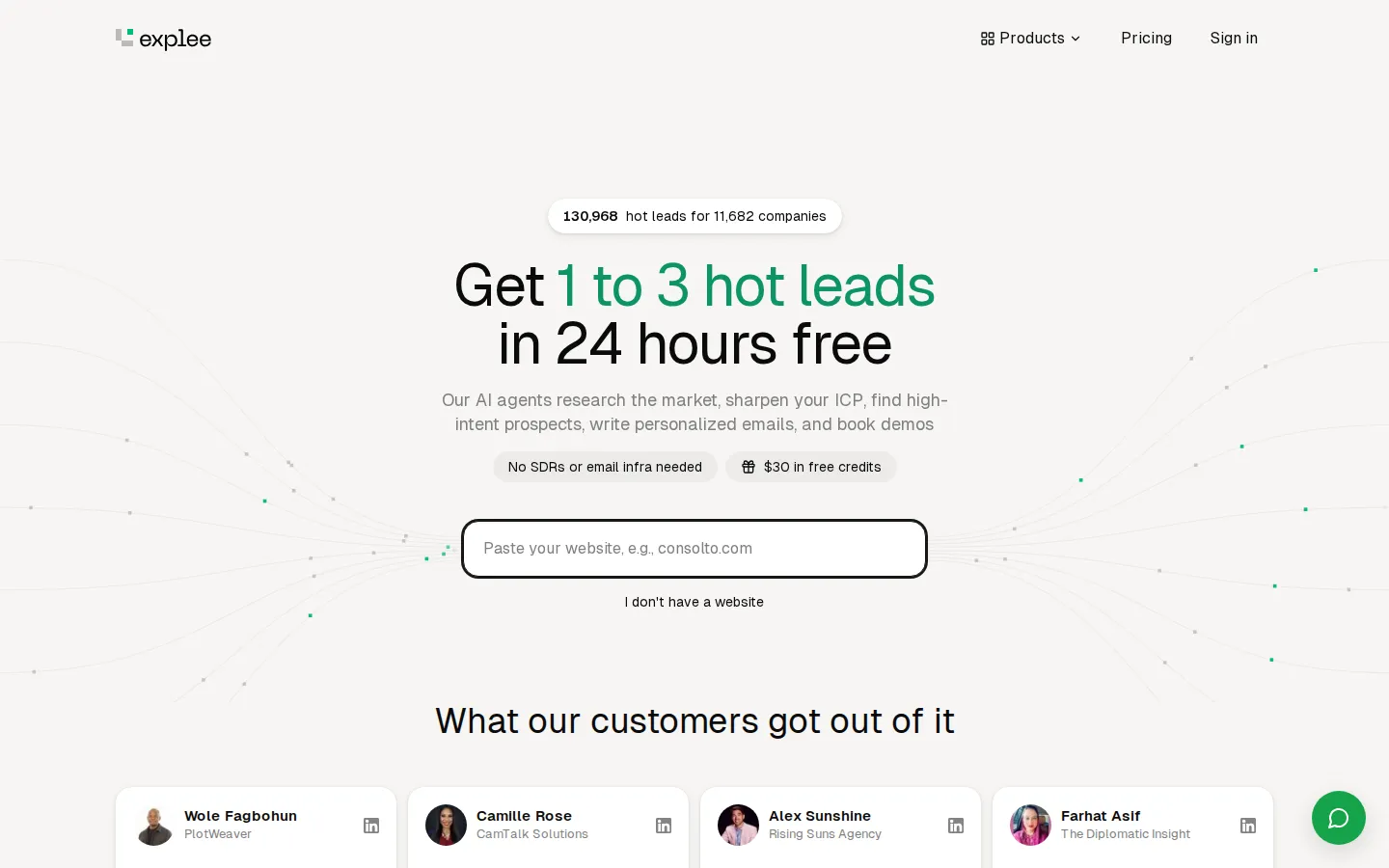 Explee AI Sales product interface screenshot