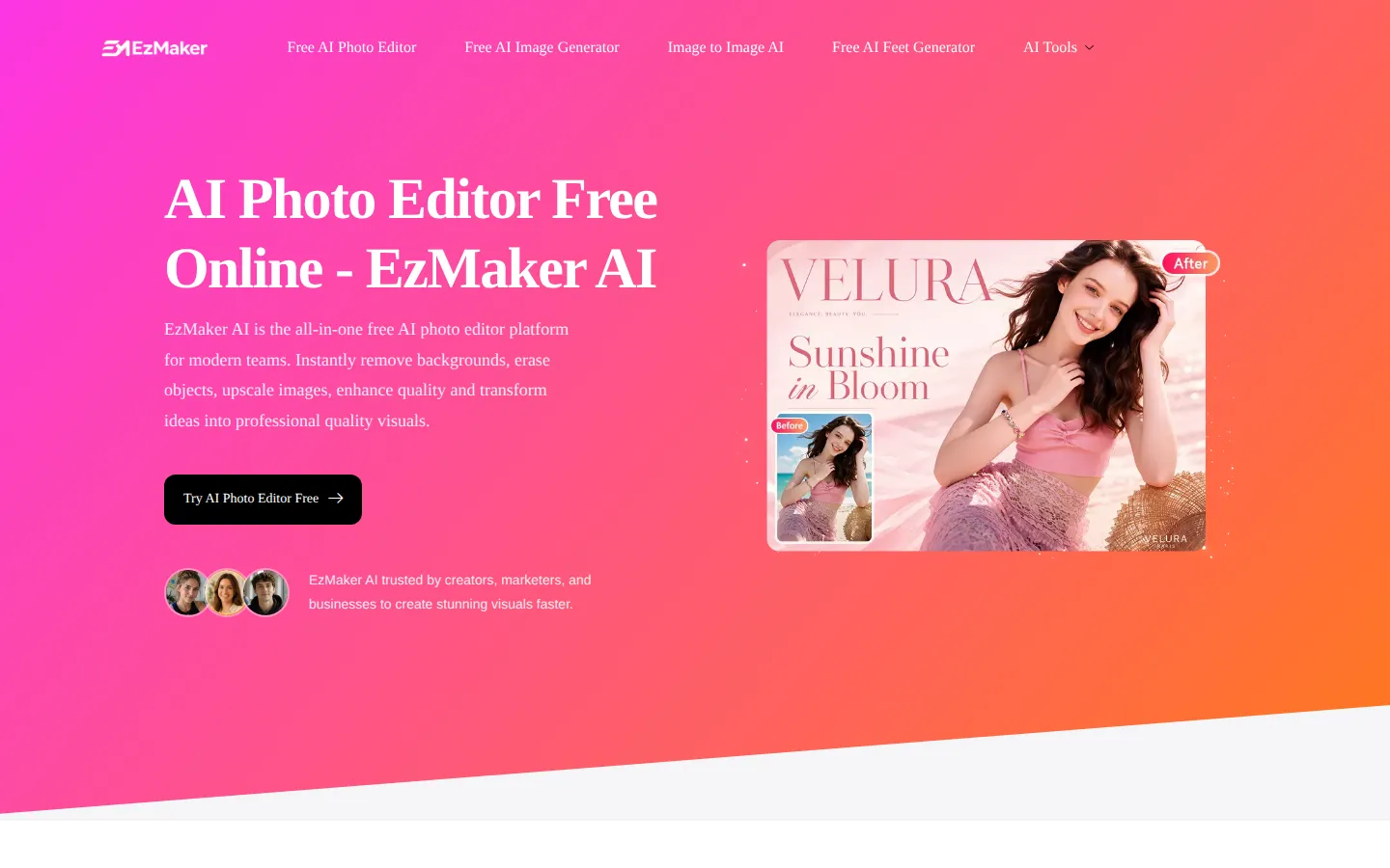EzMaker AI AI Photo Editor product interface screenshot