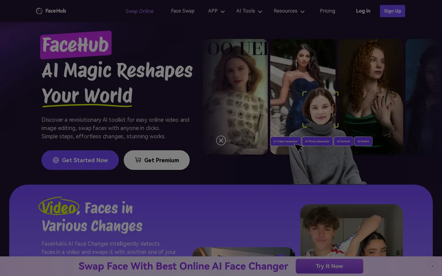 FaceHub AI Face Swap Generator product interface screenshot