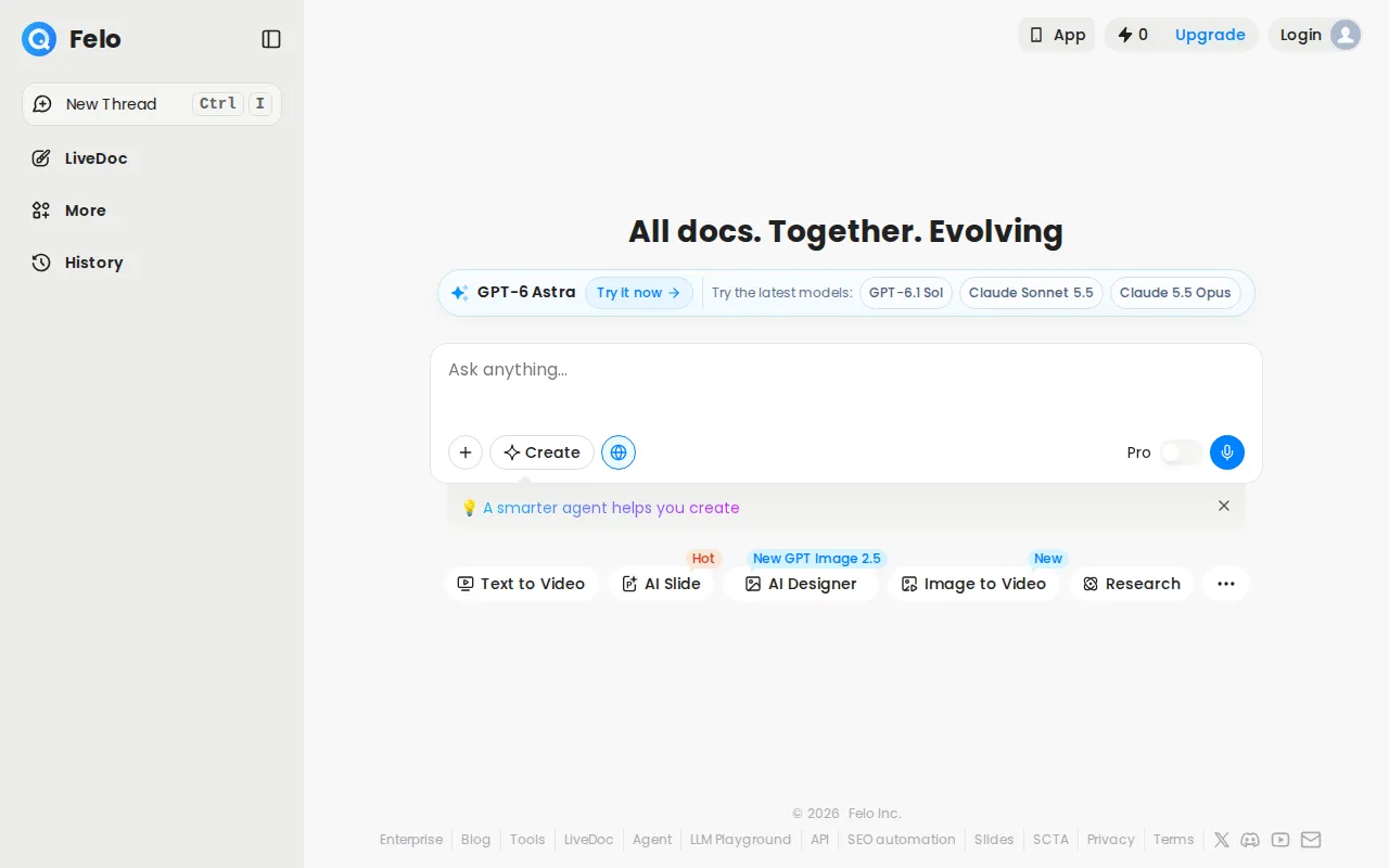 Felo AI Research Tool product interface screenshot