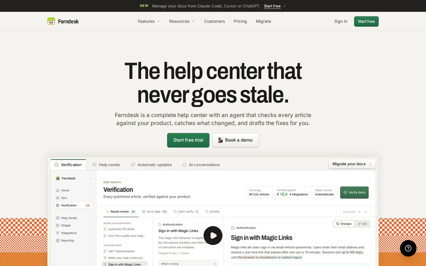Ferndesk AI Documents Generator product interface screenshot