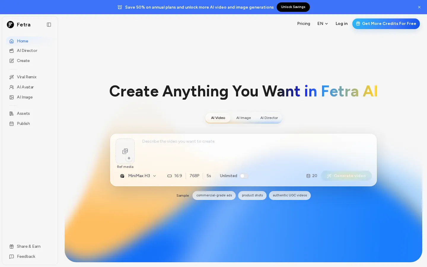Fetra AI Video Generator product screenshot