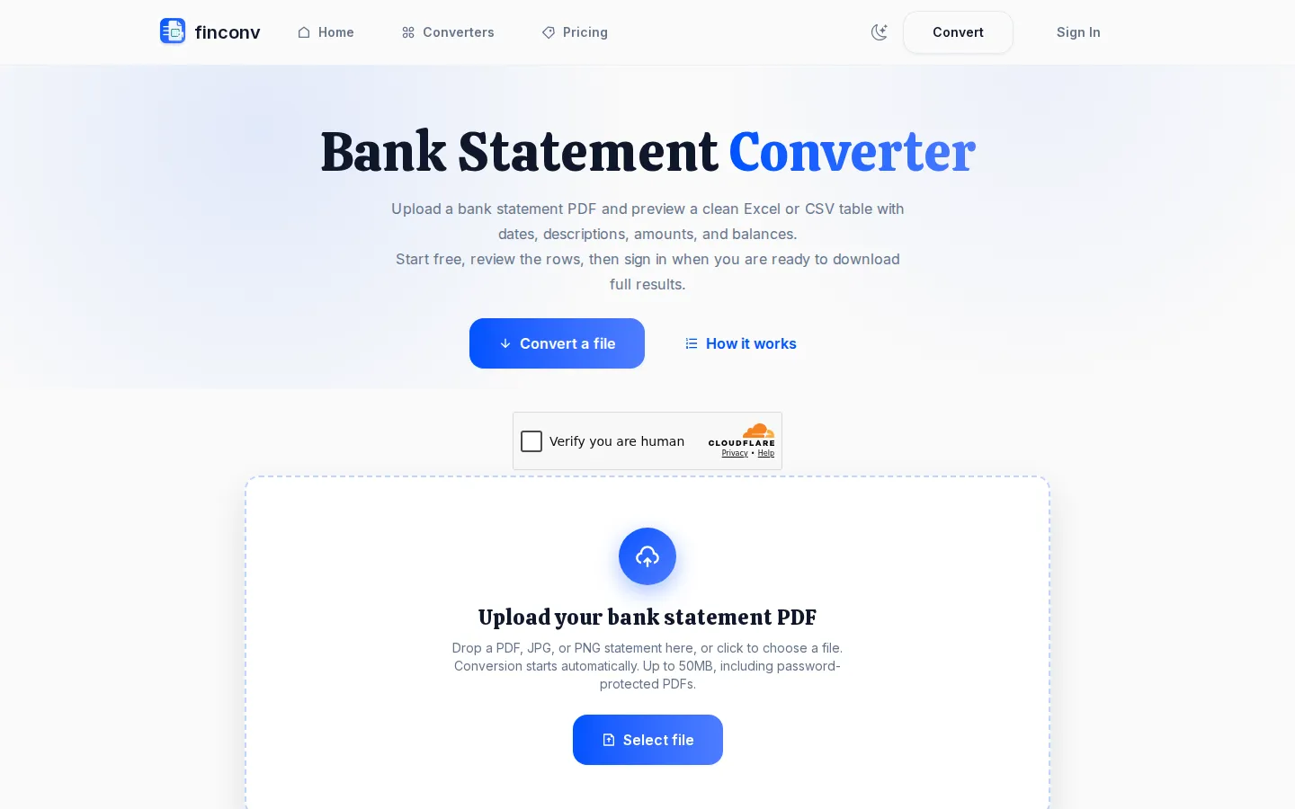 FinConv AI Accounting product screenshot