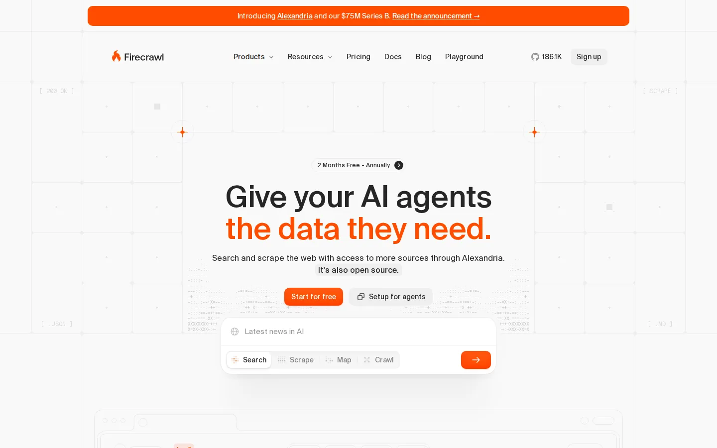 Firecrawl AI Developer Tools product interface screenshot