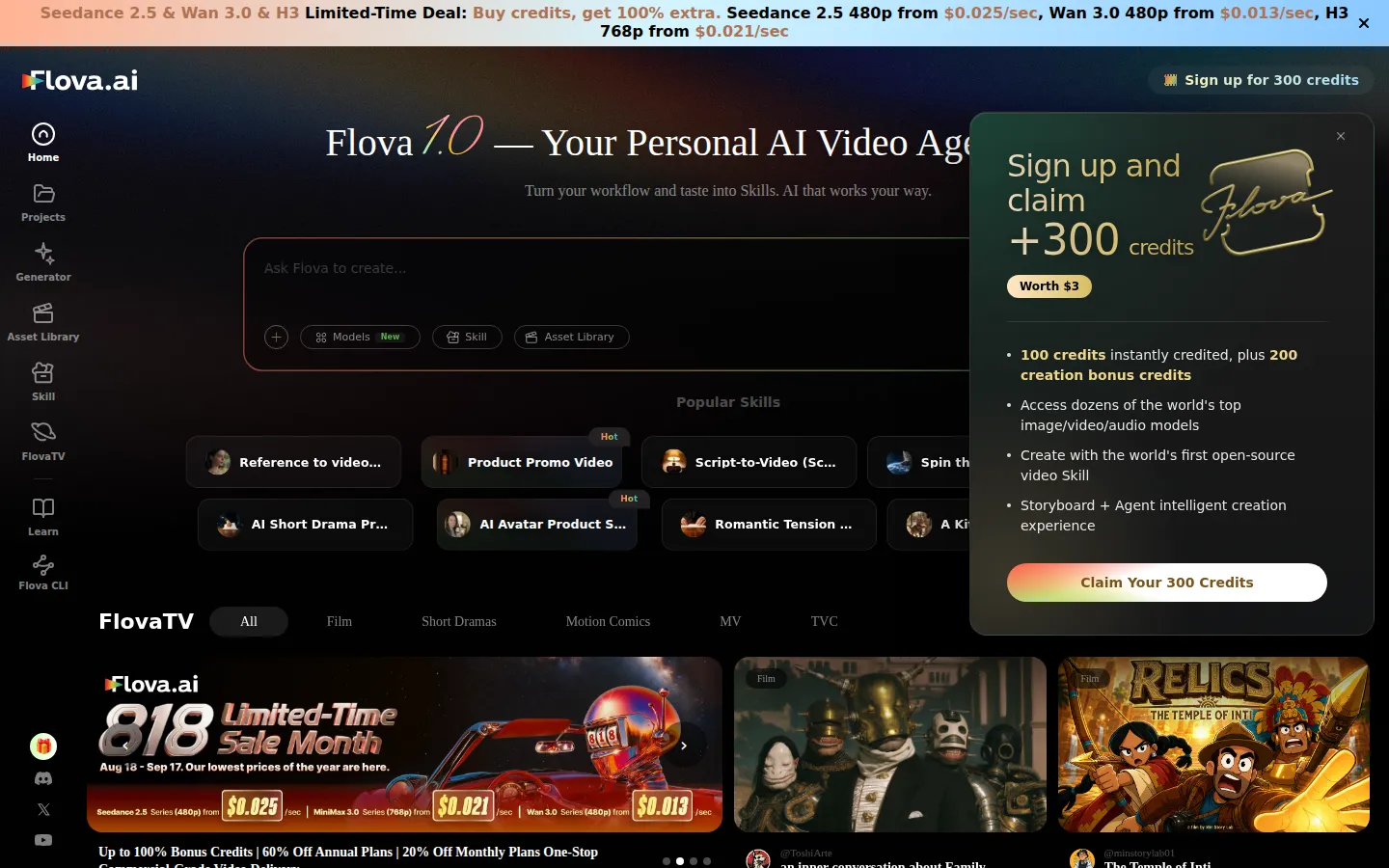 Flova Text to Video product screenshot