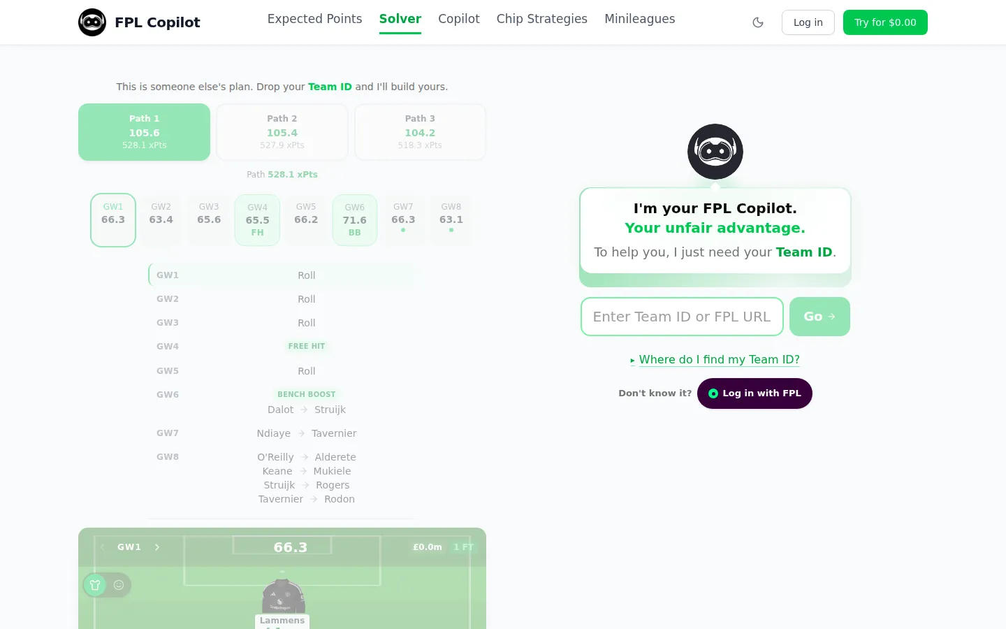 FPL Copilot AI Sports product interface screenshot