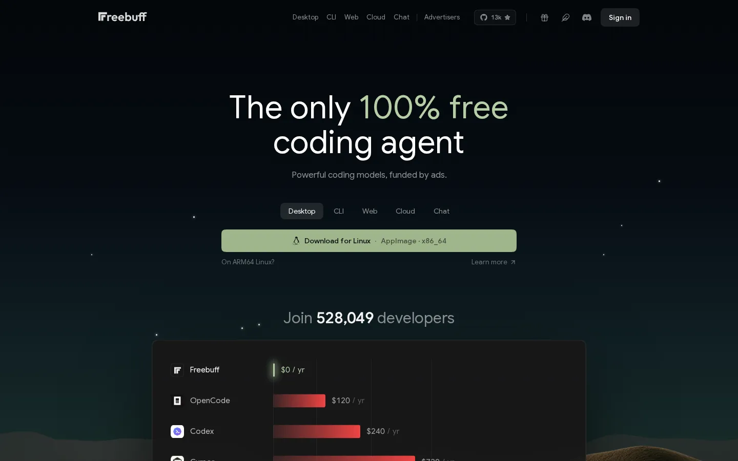Freebuff AI Developer Tools product screenshot