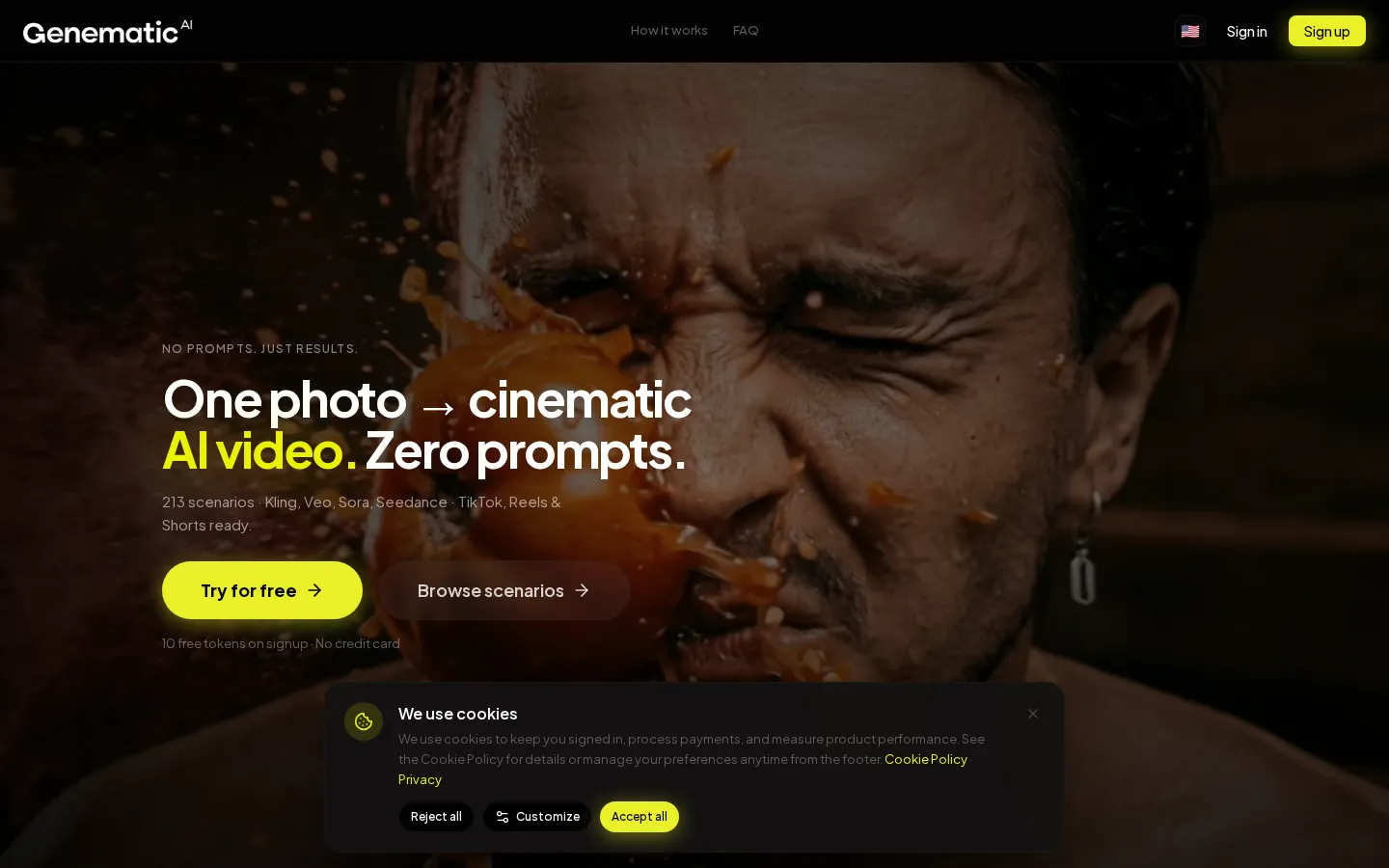 Genematic AI Video Generator product interface screenshot