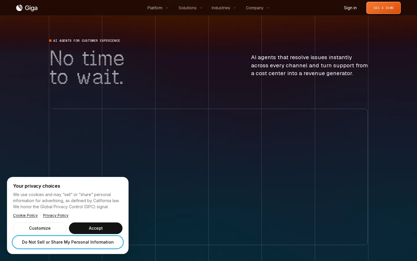 Giga AI Customer Service product interface screenshot