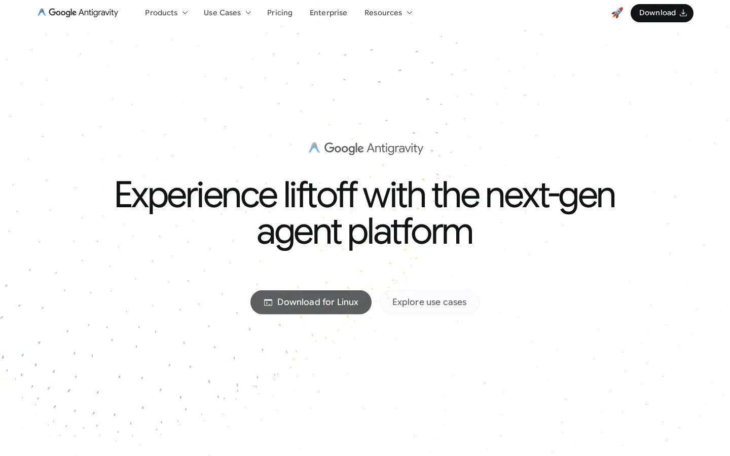 Google Antigravity AI Code Assistant product interface screenshot