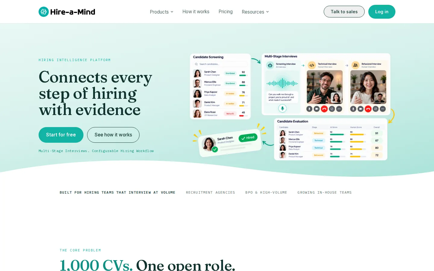 Hire-a-Mind AI Recruiting product interface screenshot