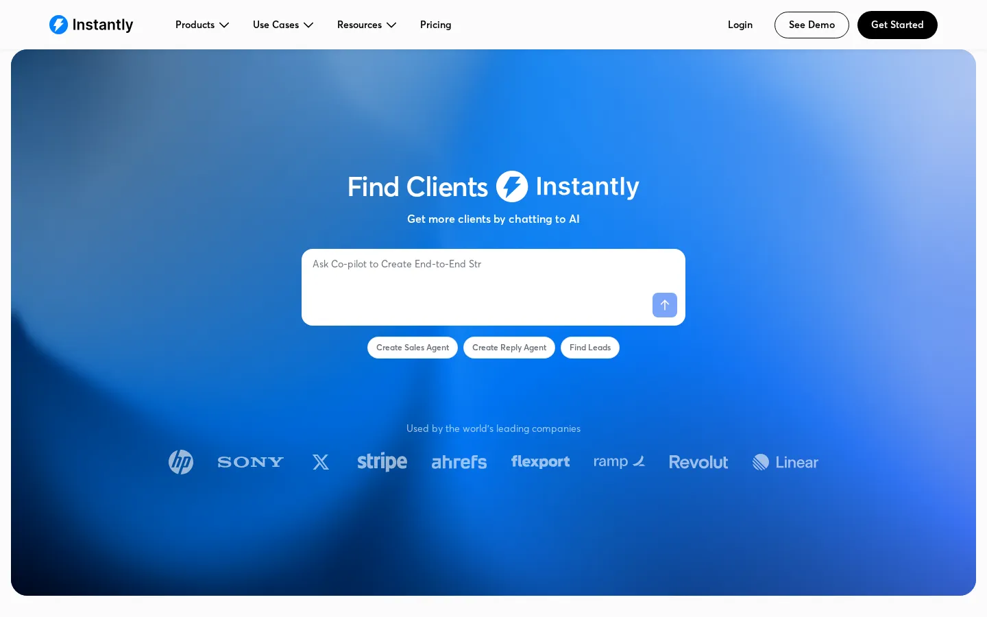 Instantly AI Sales product interface screenshot