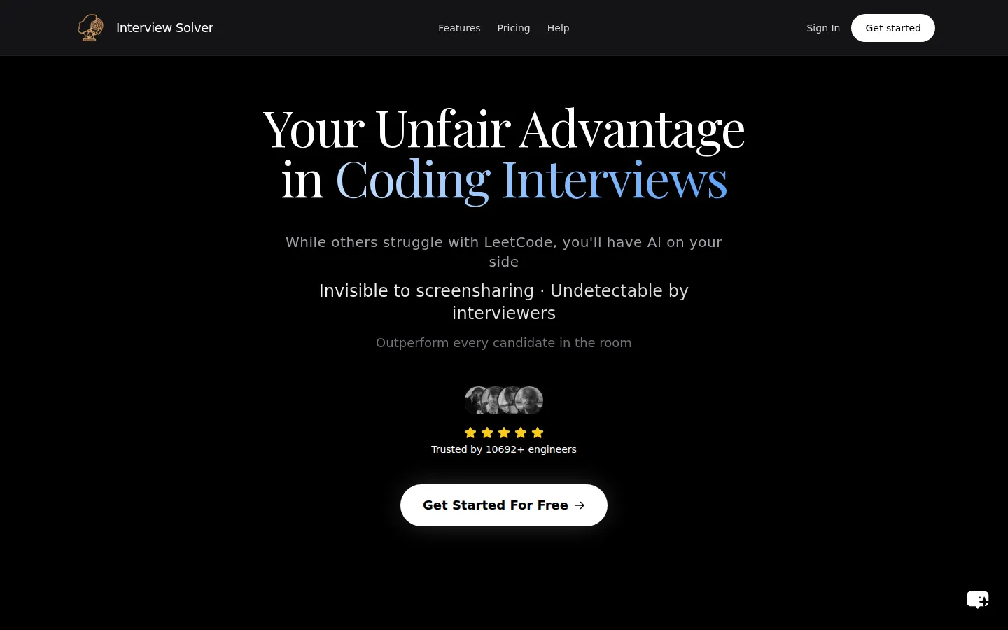 Interview Solver AI Interview Assistant product interface screenshot
