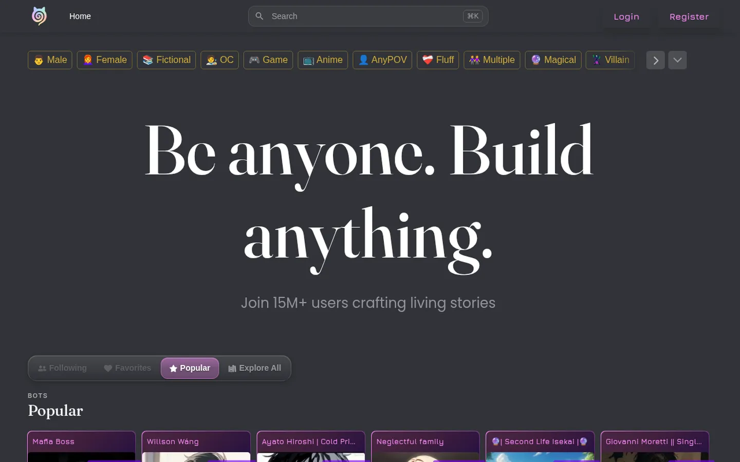 Janitor AI AI Character product interface screenshot