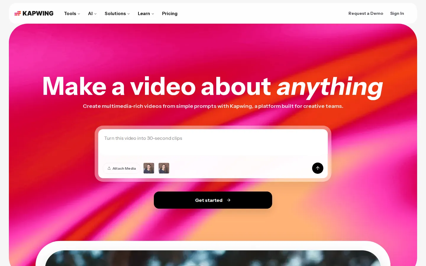 Kapwing AI Video Editor product interface screenshot