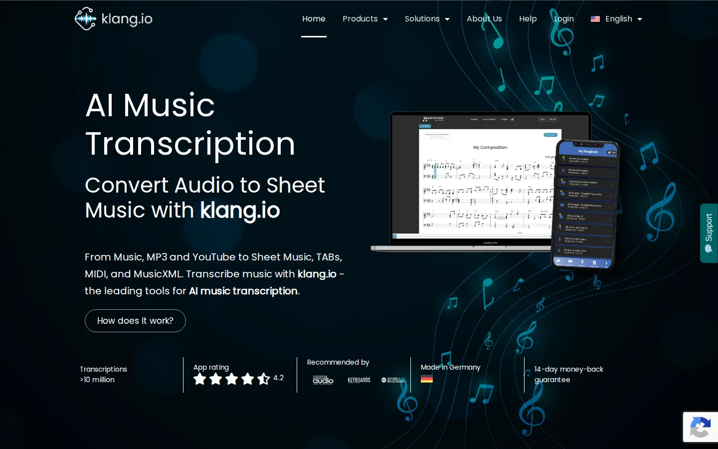 Klangio AI Music Generator product screenshot