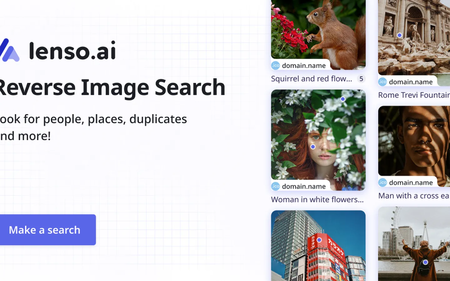 Lenso AI Image Recognition product interface screenshot