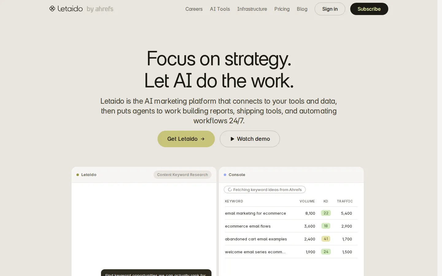 Letaido AI Marketing product interface screenshot