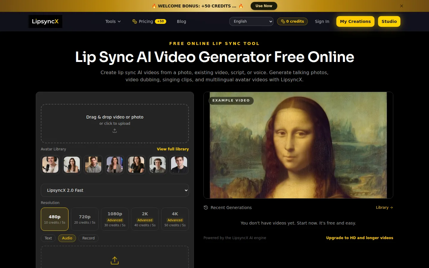 LipsyncX Text to Video product screenshot