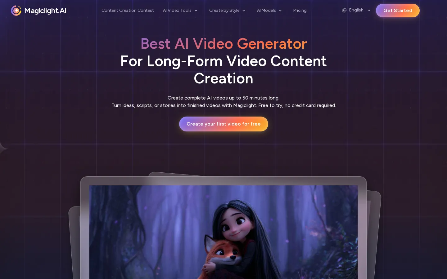 MagicLight AI Video Generator product interface screenshot