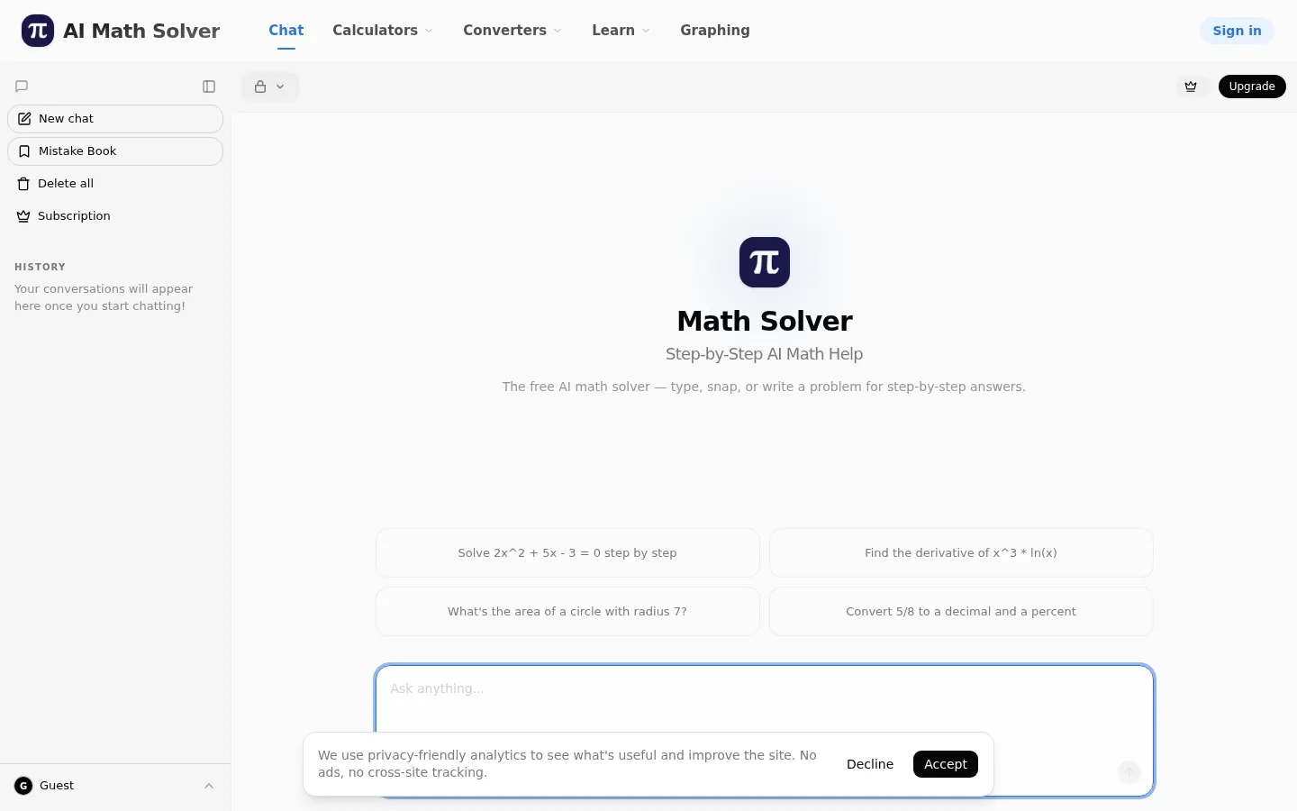 Math Solver & Homework Helper AI Math product interface screenshot