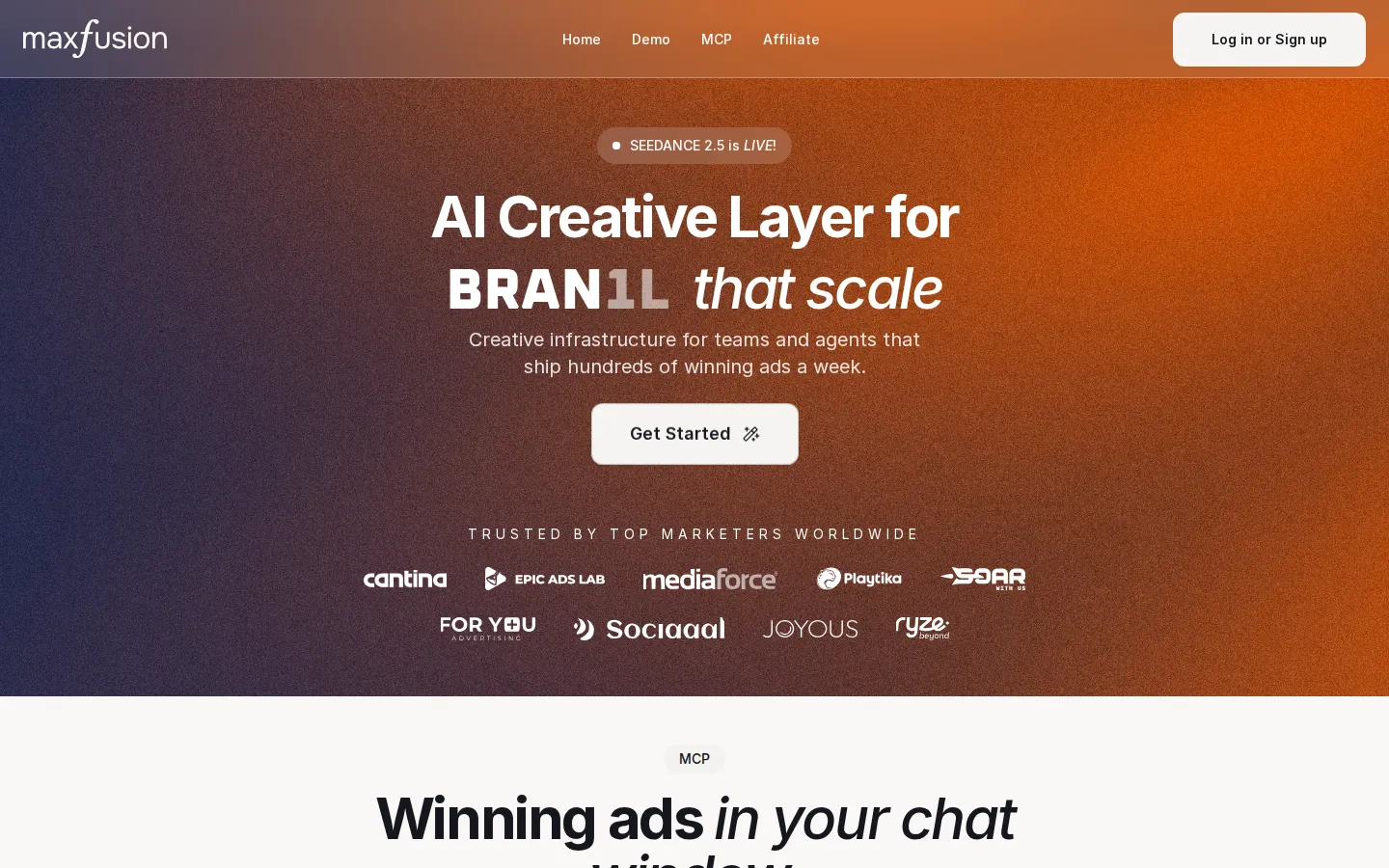 Maxfusion AI Ad Creative product interface screenshot