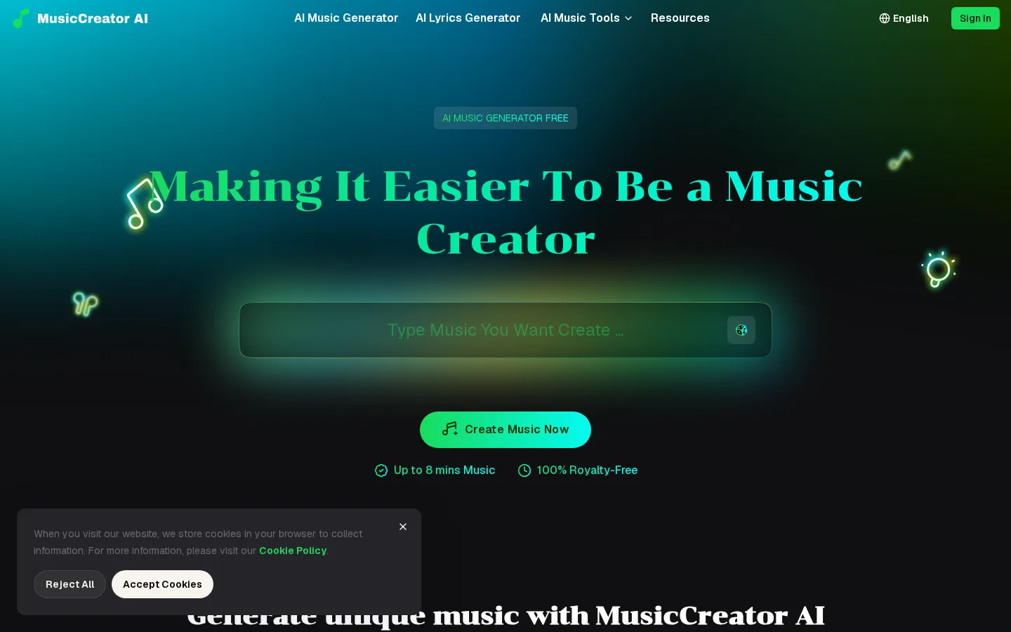 MusicCreator AI Music & Audio product screenshot