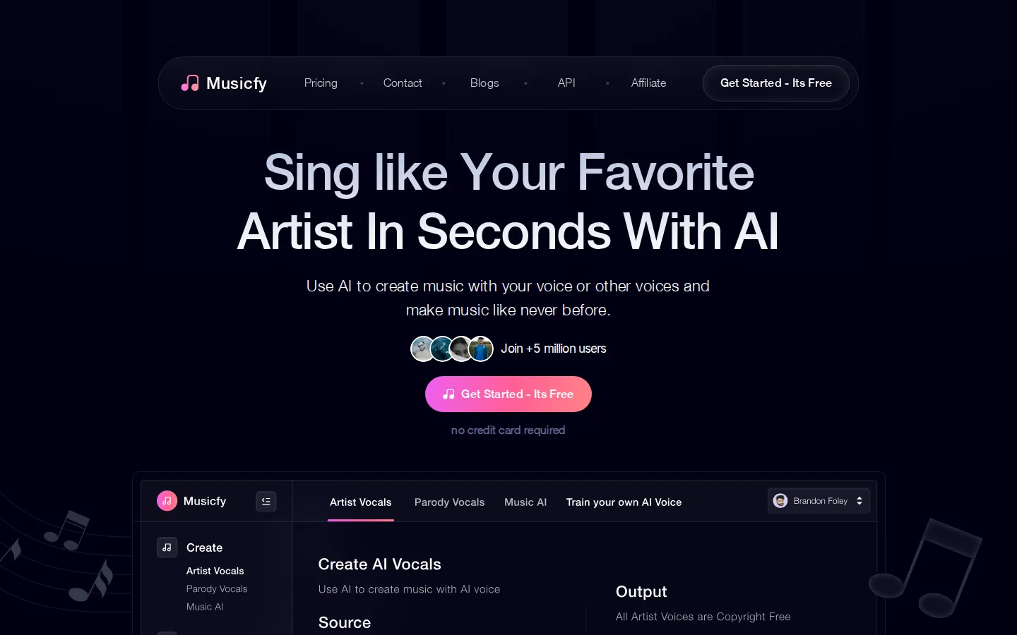 Musicfy AI Music Generator product screenshot