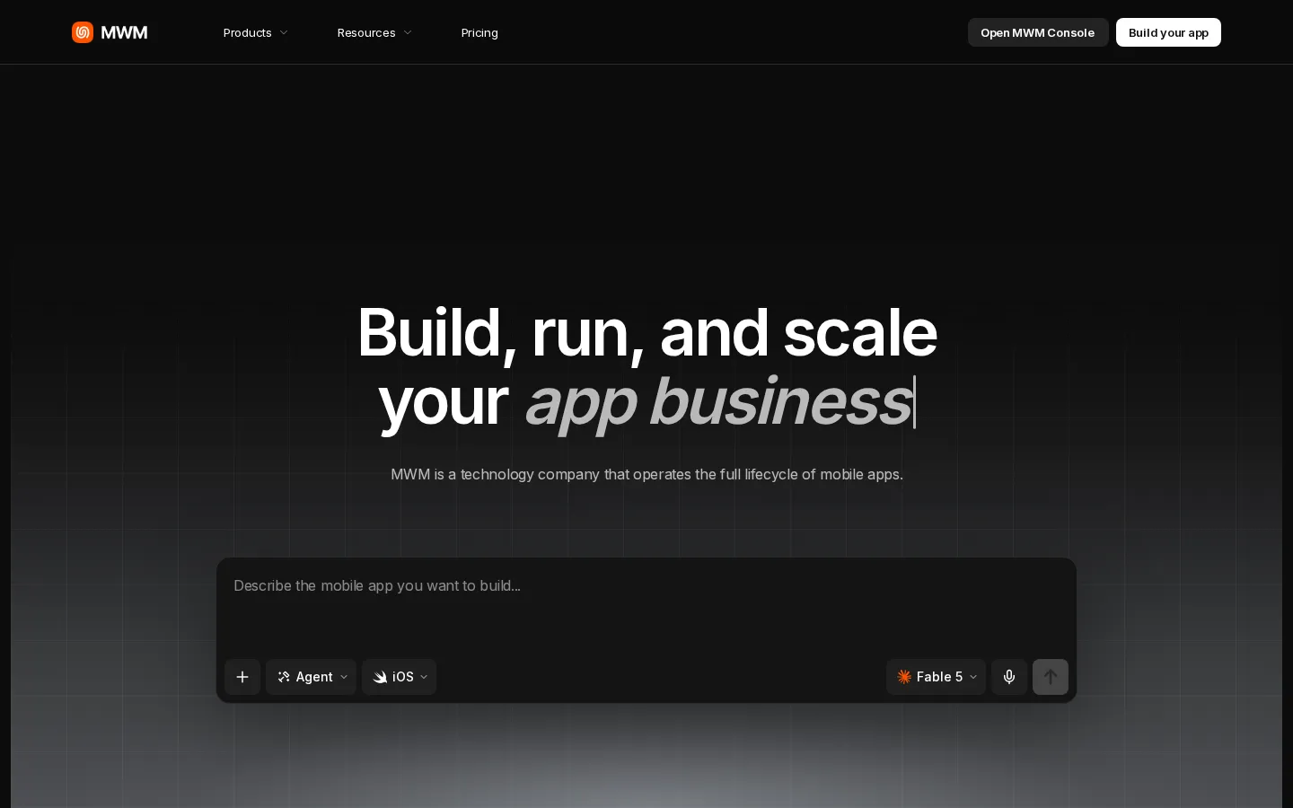 MWM AI App Builder product screenshot