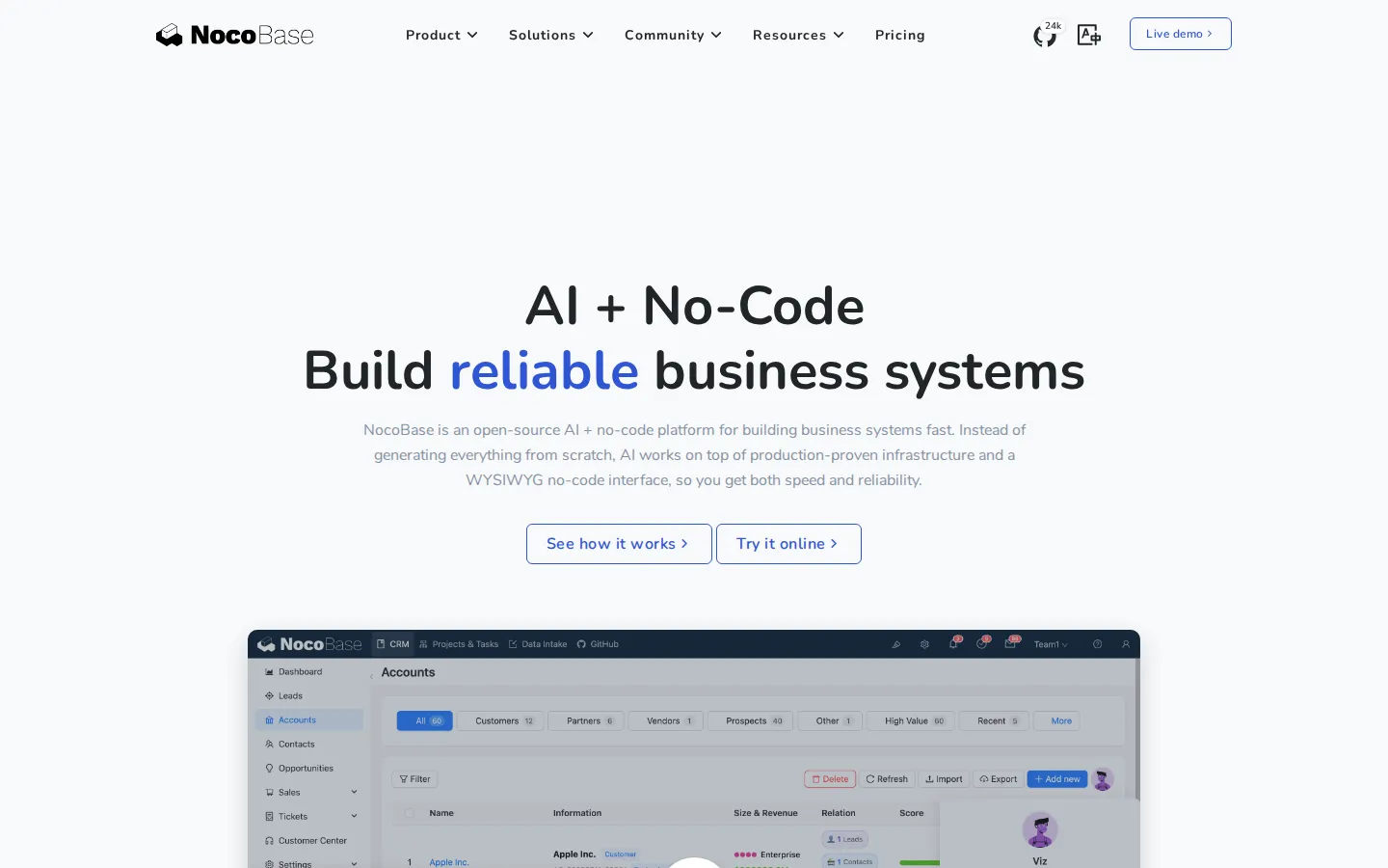 NocoBase No-Code&Low-Code product screenshot