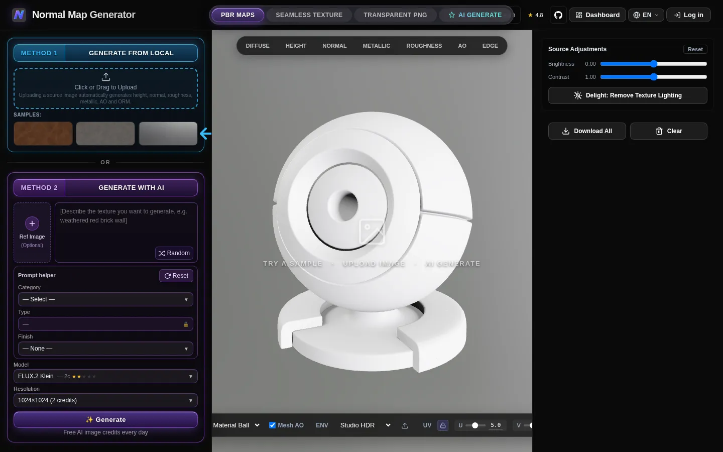 NormalMap AI AI 3D Model Generator product interface screenshot