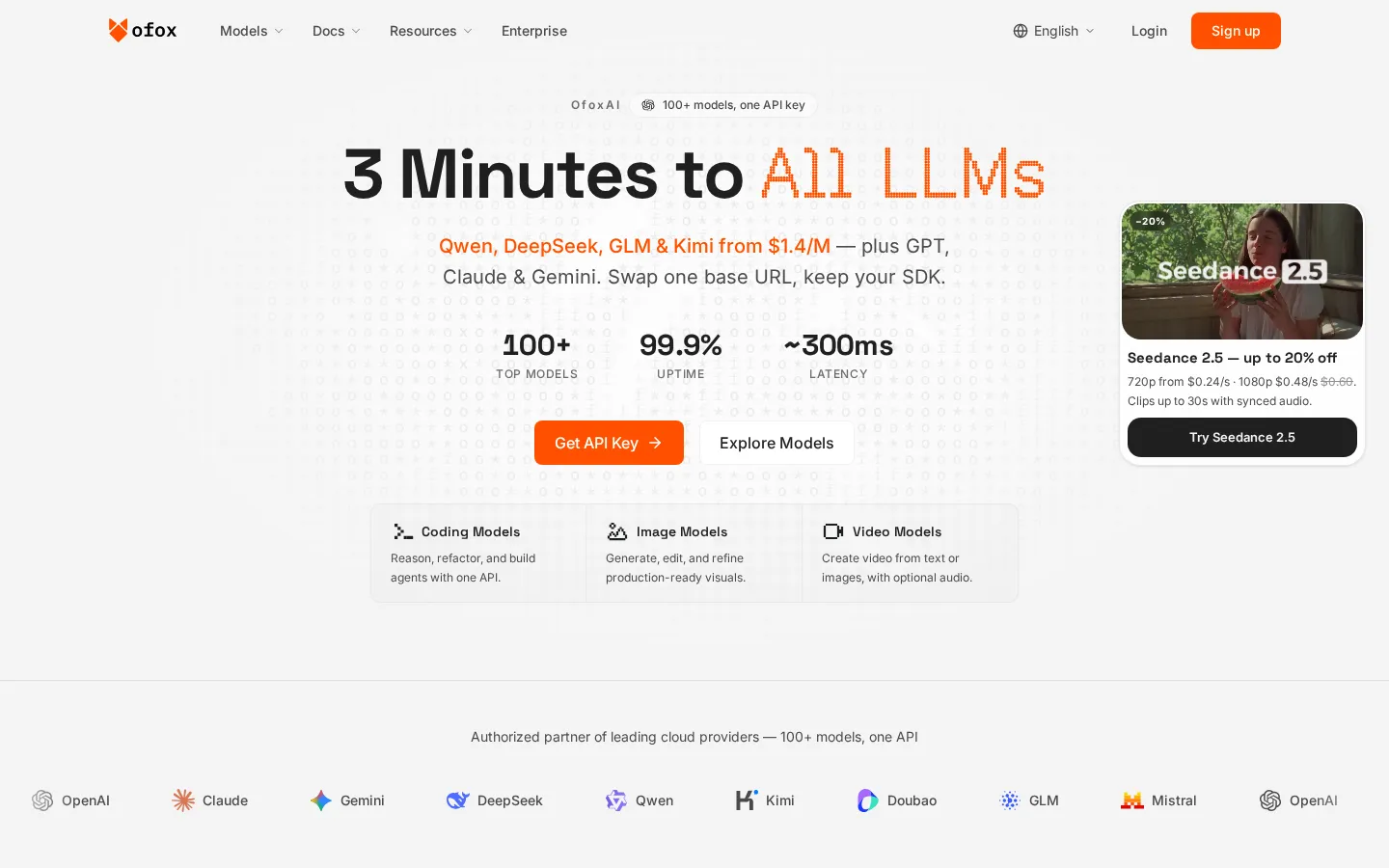 OfoxAI AI API product interface screenshot