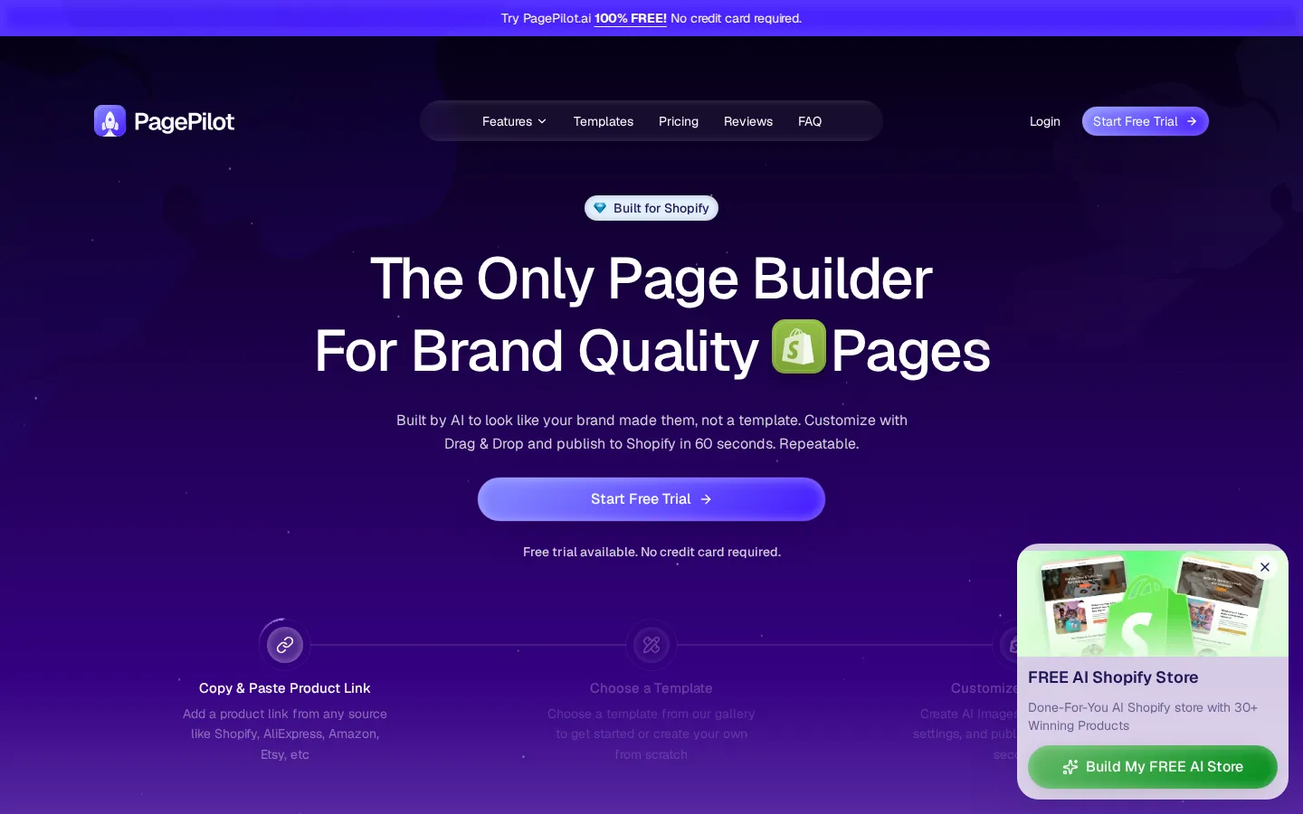 PagePilot AI Landing Page Builder product interface screenshot