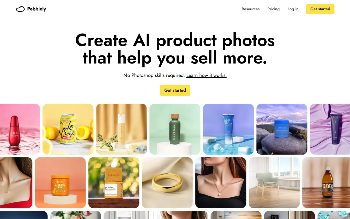 Pebblely AI Product Photography product interface screenshot