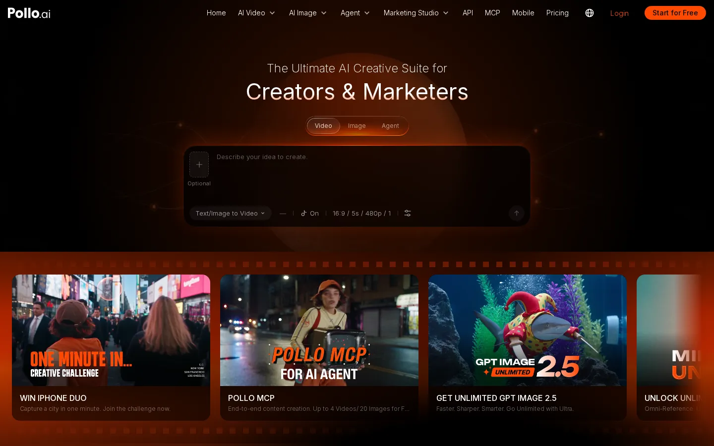 Pollo AI AI Video Generator product interface screenshot