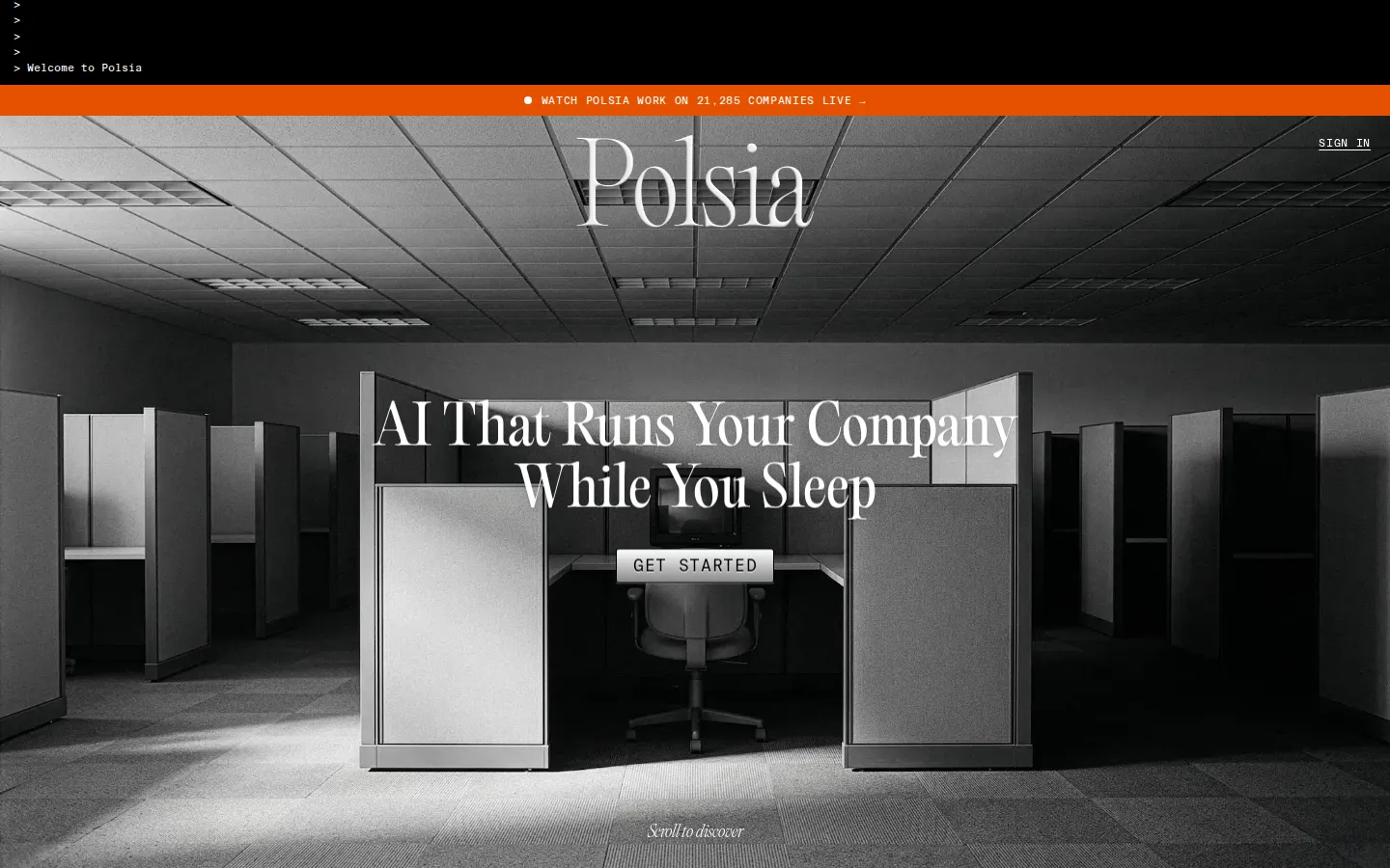 Polsia AI Agent product interface screenshot