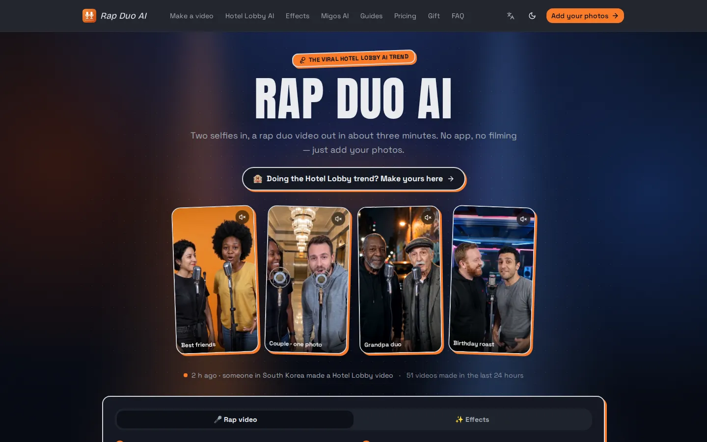 Rap Duo AI AI Music Video Generator product screenshot