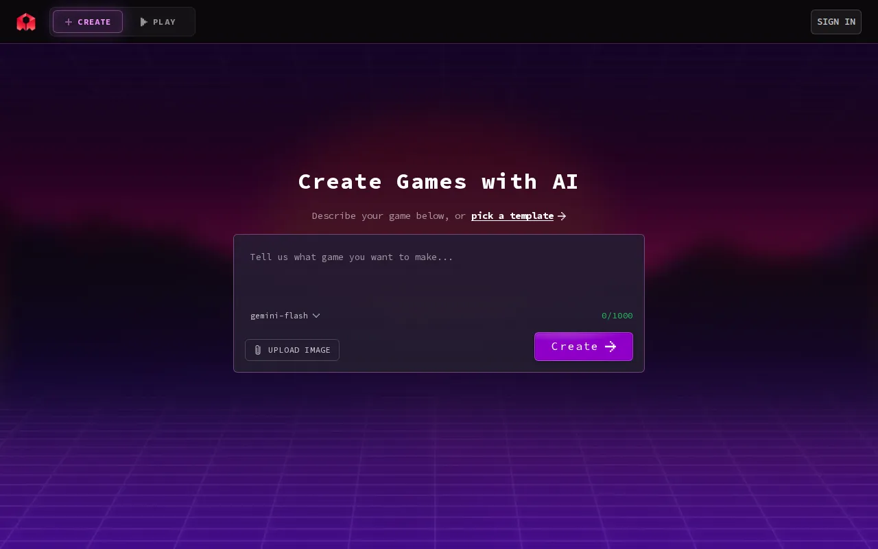 Rosebud AI AI Game Generator product interface screenshot
