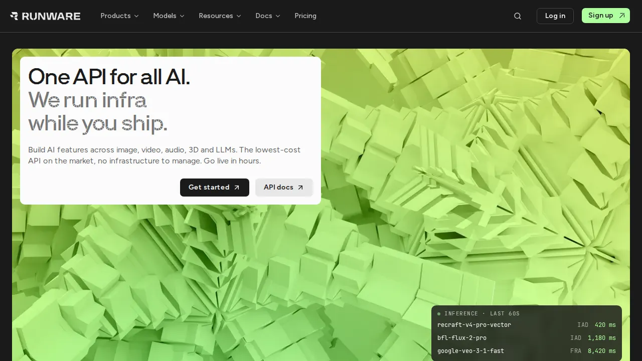 Runware AI Developer Tools product screenshot