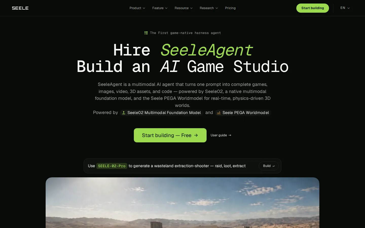 SeeleAgent AI Game Generator product screenshot